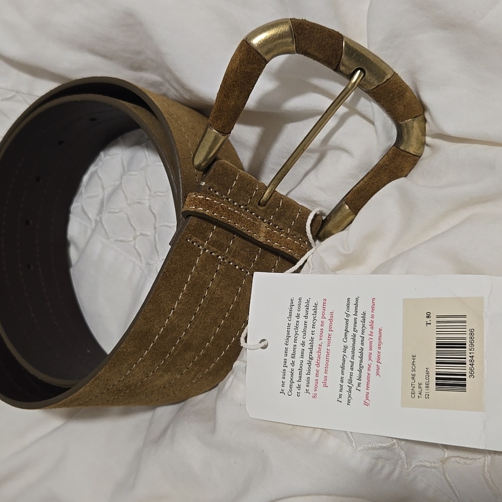 NWT Sezane Sophie Suede Belt in Taupe, 80 cm - Picture 3 of 6